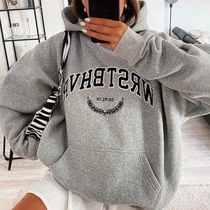 Unisex Printed Gray Oversize Sweatshirt